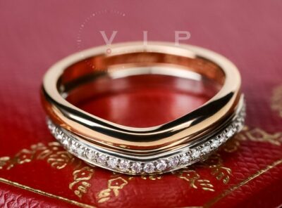 CARTIER Ballerine Trauring 950er Platin + 18k Gold & 27 Diamanten (Göße: 50)