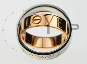 CARTIER Secret Love Ring/Anhänger, limitierte Auflage 2005, 18 Karat Weiß- und Roségold (Größe 52)