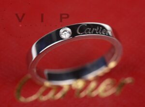 CARTIER Trauring „C DE CARTIER“ 950 Platin & 0.03ct Diamant (größe: 53)