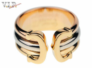 CARTIER DOUBLE-C-LOGO TRINITY Ring 18K Tricolor Gold (Größe 52)