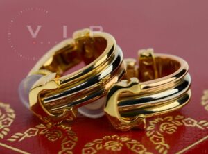 CARTIER DOUBLE-C-LOGO Earrings 18K/750 Tricolor Gold