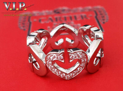 CARTIER „C-HEART“ Ring 18 Karat Weißgold und Diamanten (Größe 50)