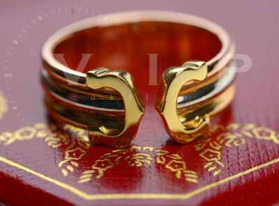 CARTIER RING DOUBLE-C-LOGO TRINITY BAND 18K (750) TRICOLOR GOLD BAGUE ANELLO 49