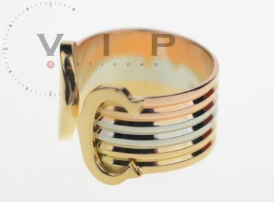 CARTIER Ring DOUBLE-C-LOGO 18 Kt. Tricolor Gold (Size: 50)