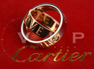 CARTIER Secret Love Ring/Anhänger Limited Edition 2005 18K Weiß- und Roségold (Größe 51)