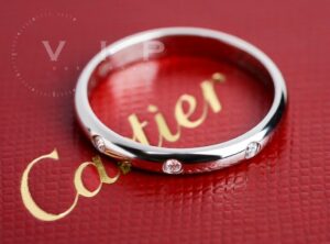 CARTIER 1895 wedding ring 950 platinum & 3 diamonds (size: 51)