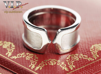 CARTIER Ring DOUBLE C CARTIER 18K White Gold (Size 50)