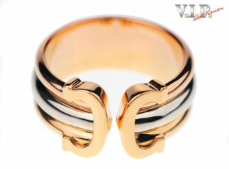 CARTIER-RING-DOUBLE-C-LOGO-TRINITY-BAND-18K750-TRICOLOR-GOLD-BAGUE-ANELLO-Gr49-324939946878-6