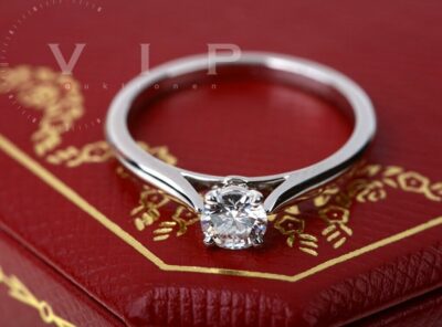 CARTIER 1895 Solitaire Ring made of 950 Platinum set with a Diamond 0.32 ct. (Size: 50)