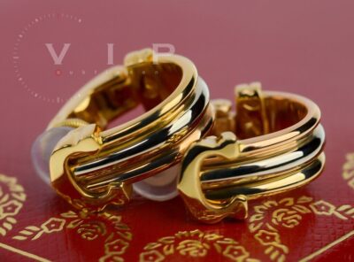 CARTIER DOPPEL-C-LOGO Ohrringe 18K/750 Tricolor Gold