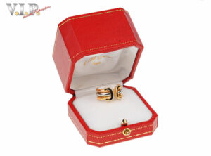 CARTIER DOUBLE-C-LOGO TRINITY Ring 18K Tricolor Gold (Size 53)